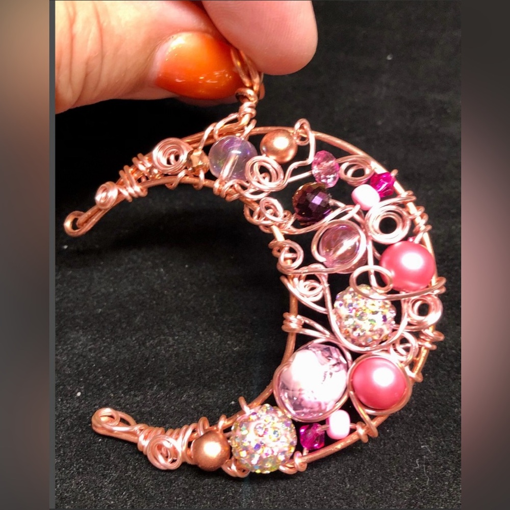 Elegant copper and Pink Wire Wrapped Jewelry